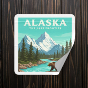 Alaska Vintage Vierkante Sticker