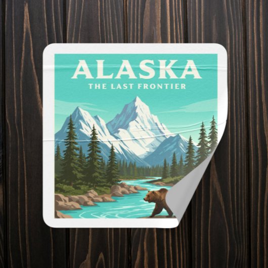 Alaska Vintage Vierkante Sticker