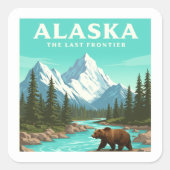 Alaska Vintage Vierkante Sticker (Voorkant)