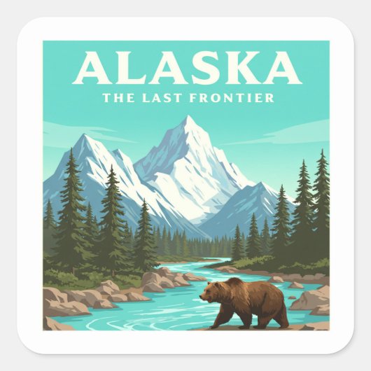 Alaska Vintage Vierkante Sticker (Voorkant)