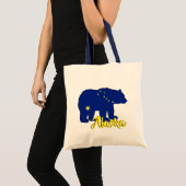 Alaska vlag beer herbruikbare canvas tas (Voorkant (product))