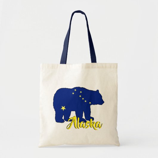 Alaska vlag beer herbruikbare canvas tas (Voorkant)
