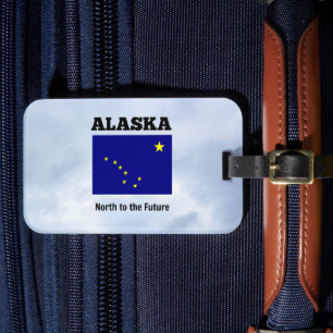 Alaska vlag en slogan bagagelabel