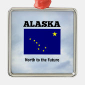 Alaska vlag en slogan metal ornament (Voorkant)