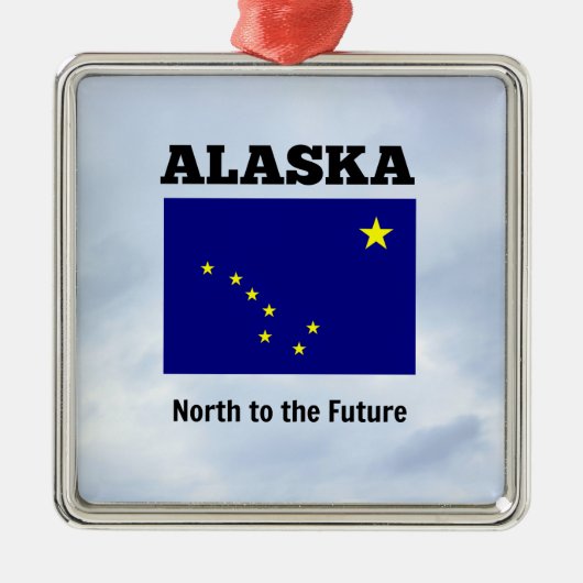 Alaska vlag en slogan metal ornament (Voorkant)