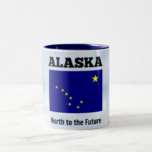 Alaska vlag en slogan tweekleurige koffiemok