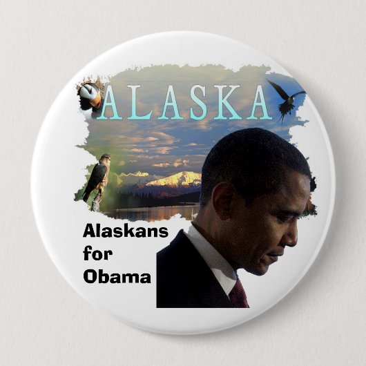 Alaska voor Obama Ronde Button 4,0 Cm (Voorkant)