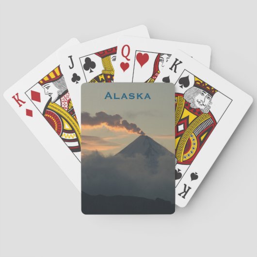 Alaska vulkaan bij zonsondergang pokerkaarten (Achterkant)