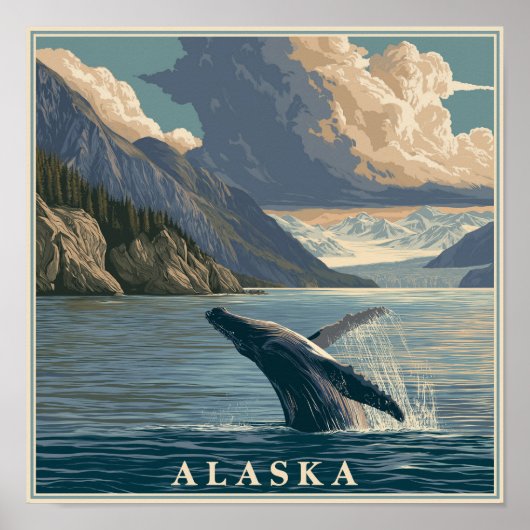 Alaska Walvis Doorbreekt Oppervlak Poster (Voorkant)