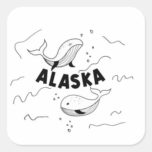 Alaska Walvissen Vierkante Sticker (Voorkant)