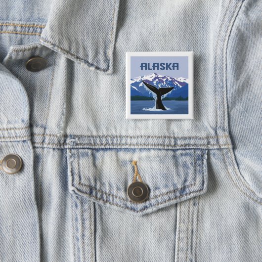 Alaska | Walvissprookje Vierkante Button 5,1 Cm (In situ)