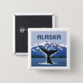 Alaska | Walvissprookje Vierkante Button 5,1 Cm (Voorkant /achterkant)