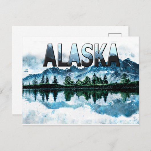 Alaska Waterverf Mountain Landscape Adventure Briefkaart (Voorkant / Achterkant)