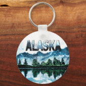 Alaska Waterverf Mountain Landscape Adventure Sleutelhanger (Voorkant)