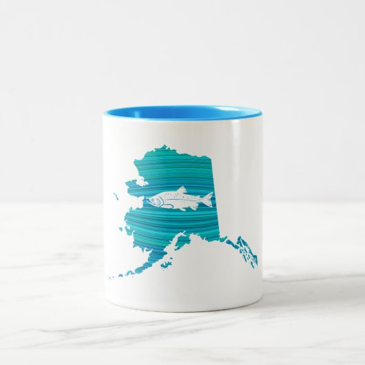 Alaska Wave Salmon Vist Tweekleurige Koffiemok (Center)