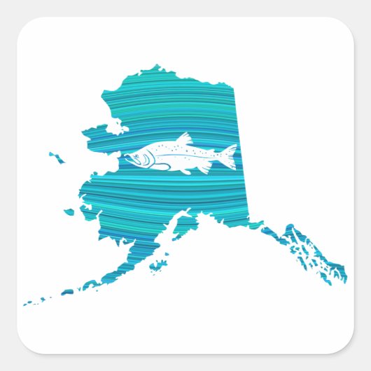 Alaska Wave Salmon Vist Vierkante Sticker (Voorkant)