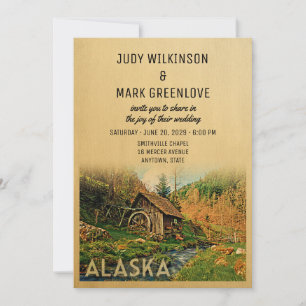 Alaska Wedding Invitation Rustic Cabin Mill Bossen Kaart