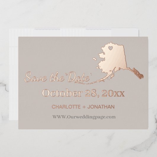 Alaska Wedding Save the Date Roos Gold Folie Uitnodiging (Envelop)