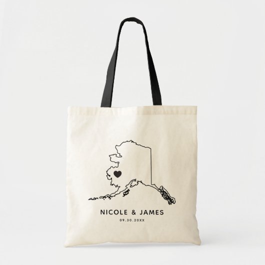 Alaska Wedding Welcome Bag Tas, Destination Map Tote Bag (Voorkant)