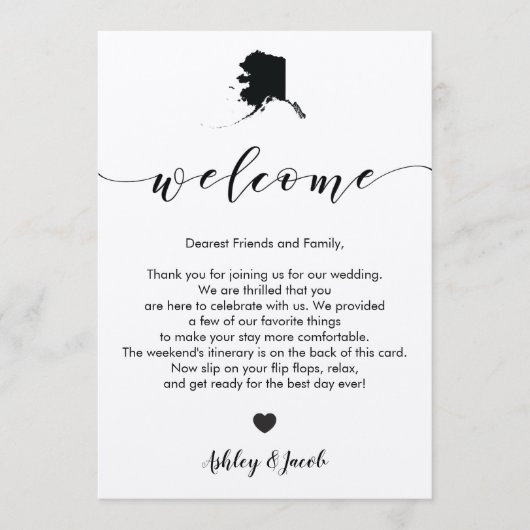 Alaska Wedding Welcome Letter & Itinerary Card Programmakaart (Voorkant)