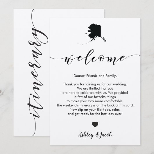 Alaska Wedding Welcome Letter & Itinerary Card Programmakaart (Voorkant / Achterkant)