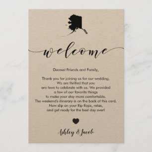 Alaska Wedding Welcome Letter & Itinerary Card Programmakaart