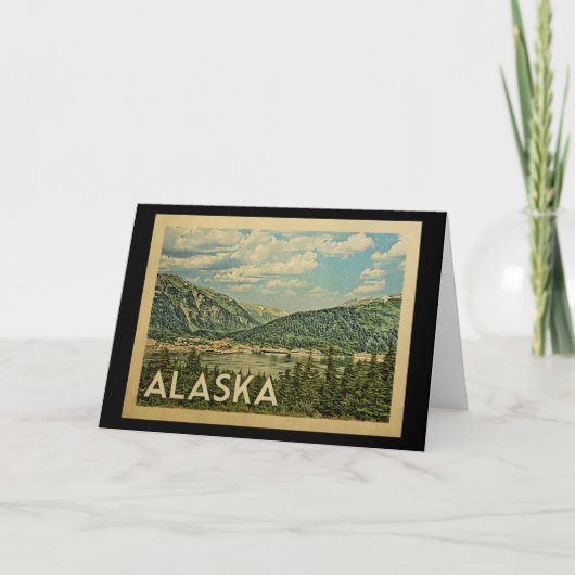Alaska Wenskaart Vintage Travel Kaart (Voorkant)