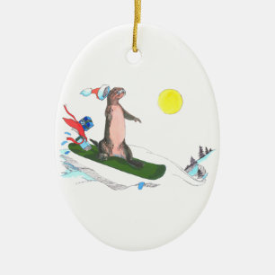 Alaska Whimsical Kerstmis Wildlife Ovaal Ornament