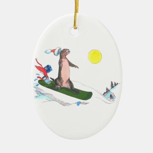 Alaska Whimsical Kerstmis Wildlife Ovaal Ornament (Voorkant)