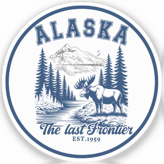 Alaska Wilderness Moose Art Sticker (Voorkant)