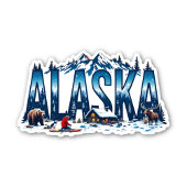 Alaska Wilderness Sticker | Winter Cabin Landschap