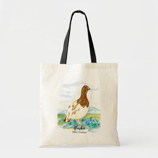 Alaska Wildlife Willow Ptarmigan Tundra Bird Art Tote Bag (Voorkant)