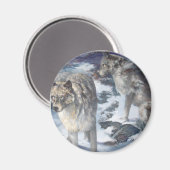 Alaska Wildlife Wolf Pair Magnet (Voorkant / Achterkant)