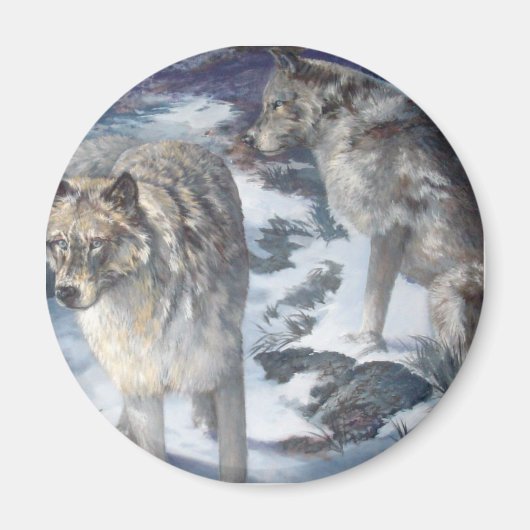 Alaska Wildlife Wolf Pair Magnet (Voorkant)