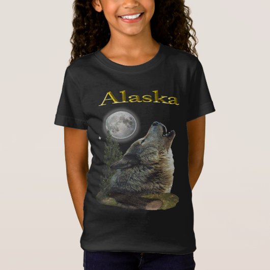 Alaska wolf en maan t-shirt (Voorkant)