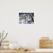 Alaska Wolf Paar tijdens winter poster (Keuken)