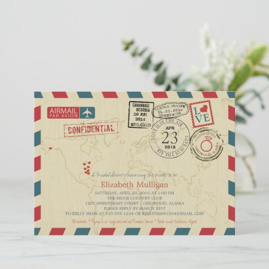 Alaska World Traveller Airmail | Vrijgezellenfeest Kaart (Staand voorkant)