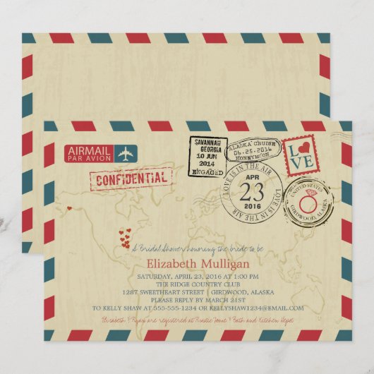 Alaska World Traveller Airmail | Vrijgezellenfeest Kaart (Voorkant / Achterkant)