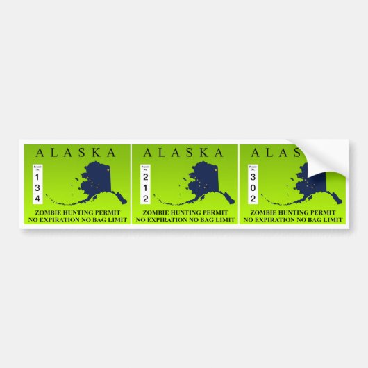 Alaska Zombie Hunting Permit Bumpersticker (Voorkant)