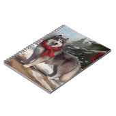Alaskaanse Malamute-hond in sneeuw Kerstmis Notitieboek (Linkerzijde)