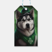 Alaskaanse Malamute hond in St. Patrick's Day jurk Cadeaulabel (Voorkant)