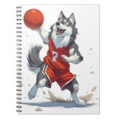 Alaskaanse Malamute-hond speelt basketbal Notitieboek (Voorkant)