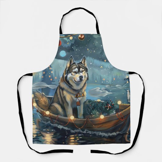 Alaskaanse Malamute Kerst Festivale Reis Schort (Voorkant)