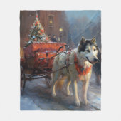 Alaskaanse Malamute Kerstfeest Seizoen Fleece Deken (Voorkant)