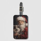 Alaskaanse Malamute met Kerstman Kerstmis Bagagelabel (Voorkant (verticaal))