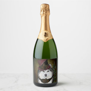 Alaskaanse Malamute Sparkling Wijnetiket