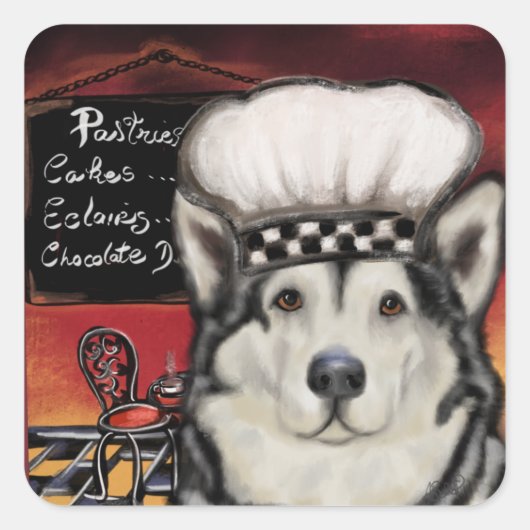 Alaskaanse Malamute Vierkante Sticker (Voorkant)
