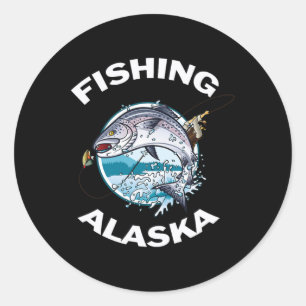 Alaskaanse Vis Alaska's Wilde Zalm Souvenir Vissen Ronde Sticker