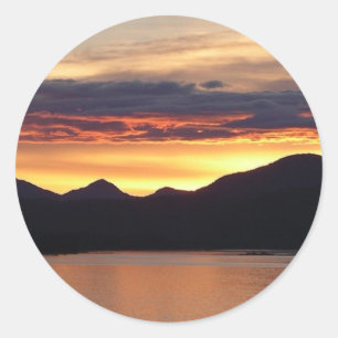 Alaskaanse Zonsondergang I Mooie Alaska-fotografie Ronde Sticker