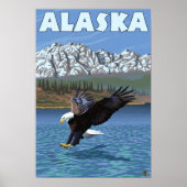 AlaskaBald Eagle Vintage Travel Poster (Voorkant)